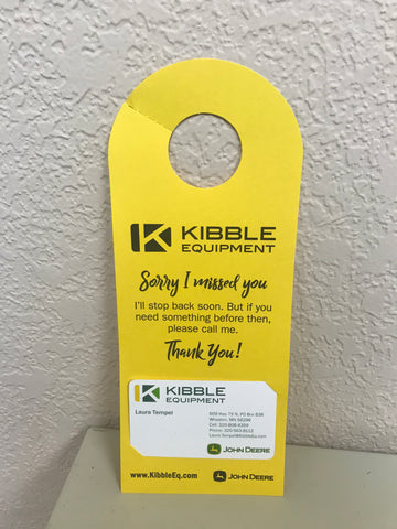 Kibble Equipment Door Hanger - Starting at $.14